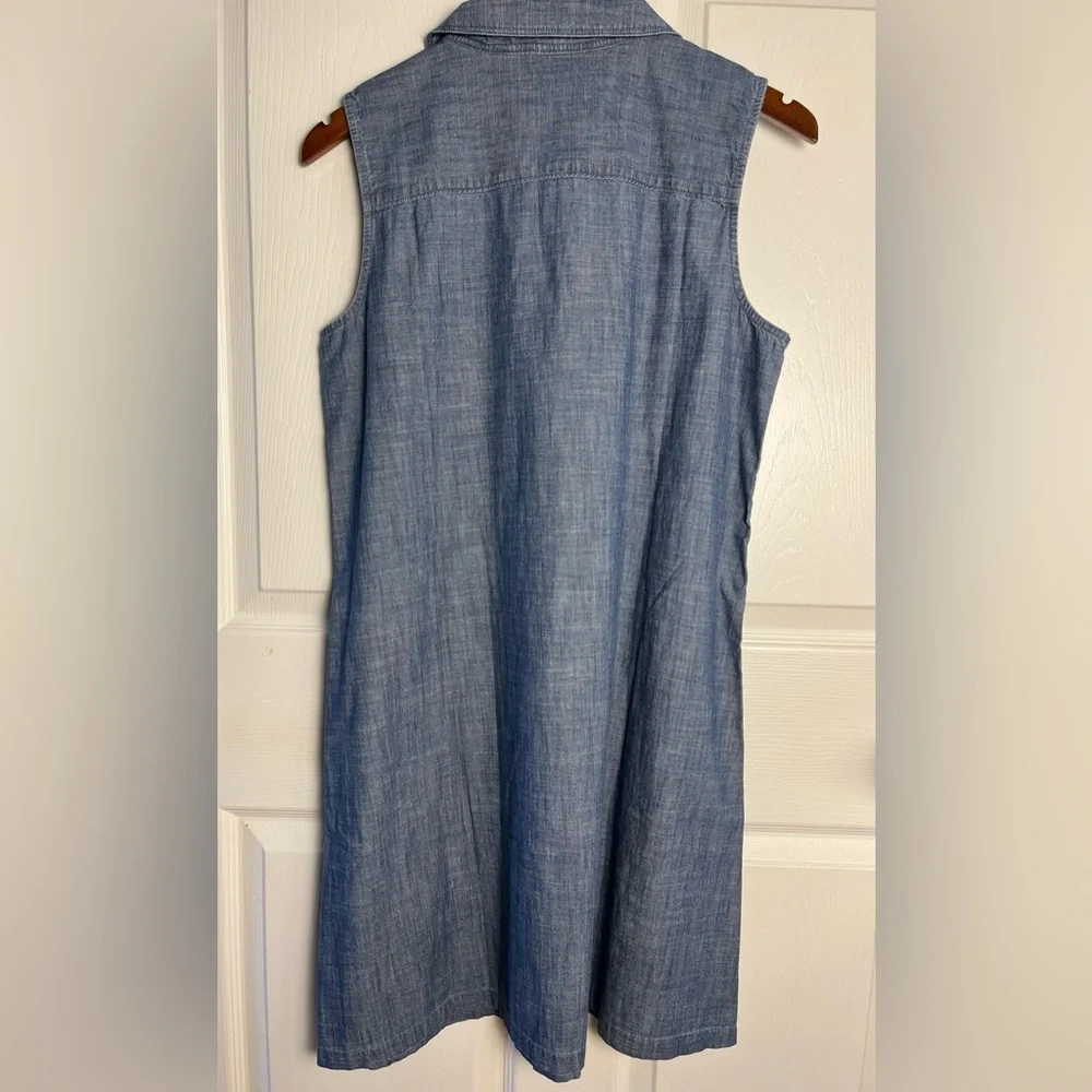 NWT- Land’s End Women’s Chambray Polo Dress with Pockets - Denim color - S - Picture 2 of 10